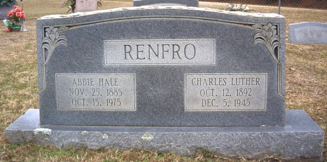 Abbie Hale and Charles Luther Renfro Tombstone - taken 9 Dec 2002