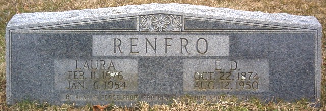 E. D. & Laura Renfro Tombstone - taken 9 Dec 2002