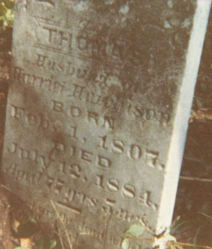 Thomas Hutchison tombstone - Picture taken by Ruth Carne Oct 1981