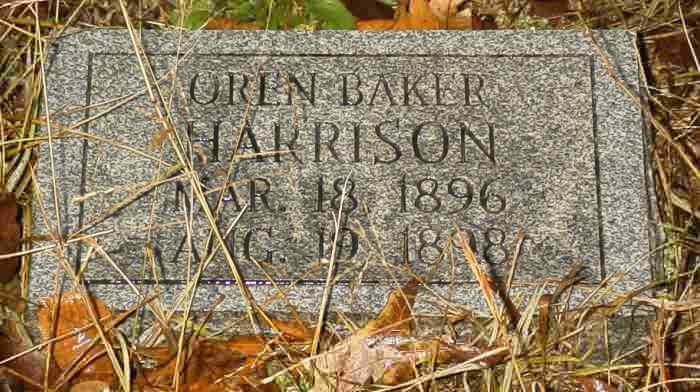 Oren Baker Harrison Tombstone - Taken by JWH 25 Nov 2000