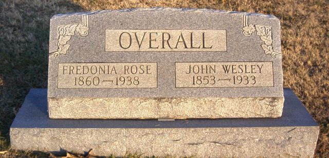 Fredonia Rose & John Wesley Overall Tombstone - taken 7 Dec 2002