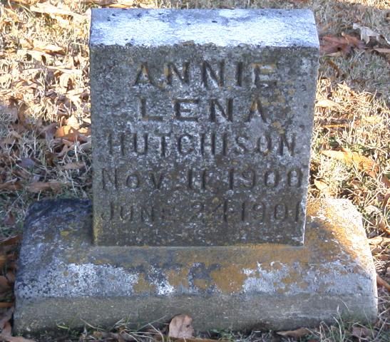 Annie Lena Hutchison Tombstone - taken 7 Dec 2002