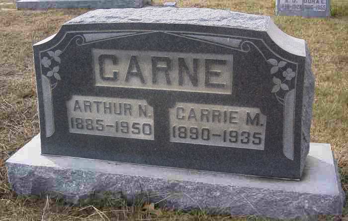Arthur and Carrie Carne Tombstone - Taken by JWH 26 Nov 2000