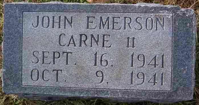 John Em. Carne II Tombstone - Taken by JWH 26 Nov 2000