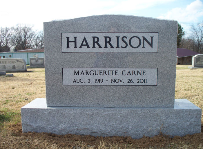 Marguerite Carne Harrison Tombstone - Taken by NCR 3 December 2012
