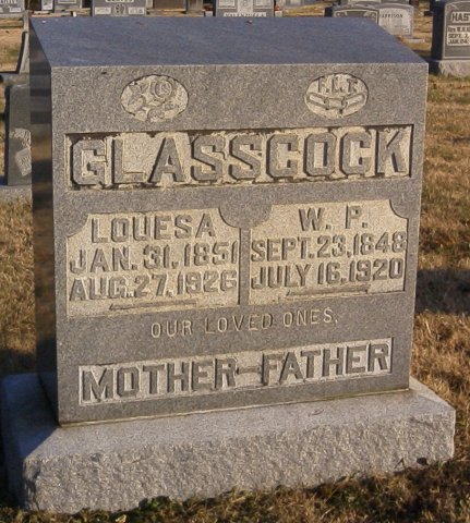 Louesa & W.P. Glasscock Tombstone - Taken 6 Dec 2002