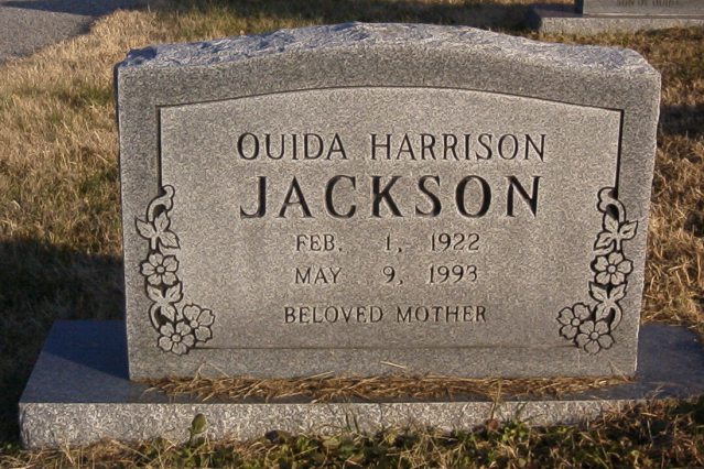 Ouida Harrison Jackson Tombstone - Taken 6 Dec 2002