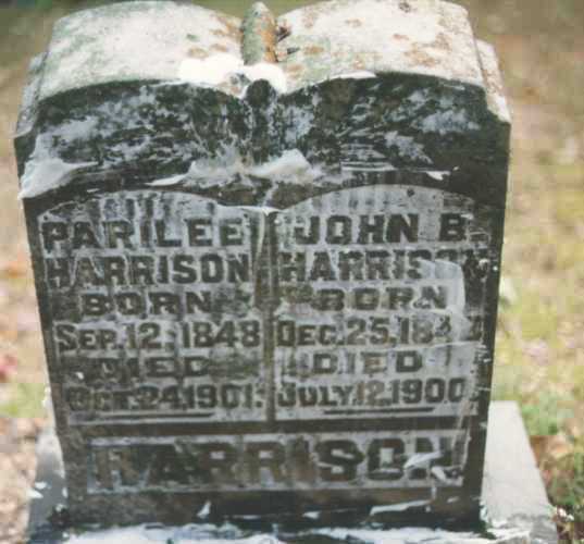 John Baker & Parilee Harrison Tombstone - Courtesy of William G. Harrison