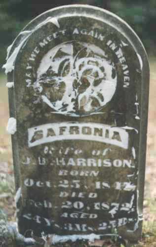 Safronia Harrison Tombstone - Courtesy of William G. Harrison